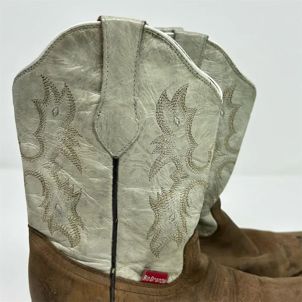 Rio Grande Youth Boys Western Pull On Cowboy Boots Embroidered US Size 2